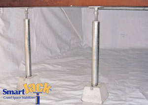 Crawl space structural support jacks installed in Shippensburg