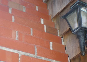 a repaired chimney in Chambersburg that had shown serious foundation damage and was repaired with a helical pier system.