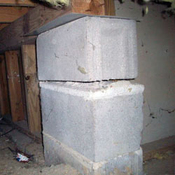 Collapsing crawl space support pillars Pottsville