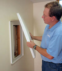wall anchor covers installed in a foundation repair for a Hazleton home.