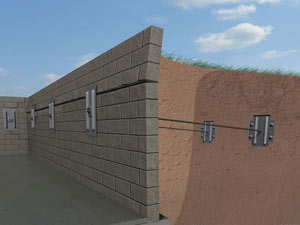 A graphic illustration of a foundation wall system installed in Kingston
