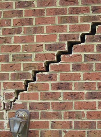 major cracking of a brick foundation wall in Whitehall