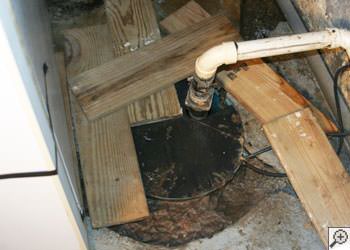 An ugly, clogged sump pump system in Wilkes Barre, Pennsylvania