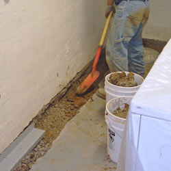 Digging a trench for a French Drain system in Reading