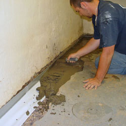 Testing a French drain system in a Lebanon home.