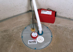 A sump pump system with a battery backup system installed in Kingston