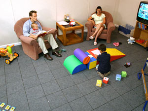 Waterproof basement flooring installed in a family room in Johnstown, Pennsylvania