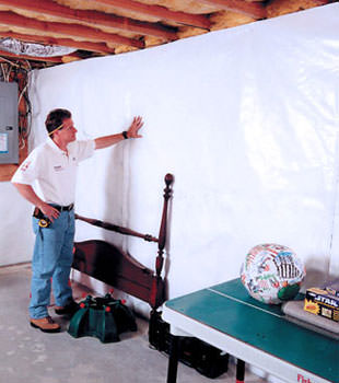 CleanSpace installed on a concrete basement wall