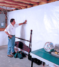 Plastic 20-mil vapor barrier for dirt basements, Altoona, Pennsylvania installation